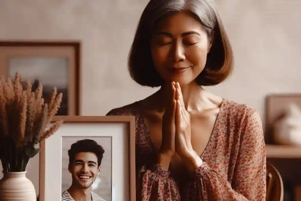 A mom praying for her son to pass his exams